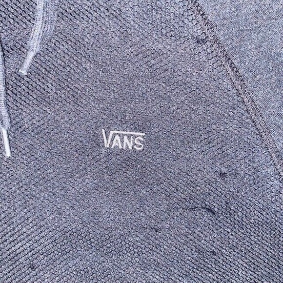 Vans Sweatshirt Adult Large Gray Hoodie Lightweight Embroidered Waffle Knit - Picture 2 of 5